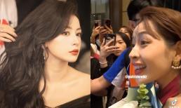 Sau màn công chiếu tại Tỷ Tỷ Đạp Gió Rẽ Sóng, Chi Pu được đông đảo fan xứ Trung vây kín tại sảnh khách sạn