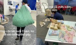 Tích góp 3 năm, chàng trai mang cả bao tải tiền đi gửi khiến nhân viên ngân hàng cũng phải sốc