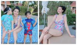 Hải Băng diện đồ tắm hoa nổi bật làn da trắng muốt, vòng một căng đầy khiến ai nấy nhức mắt