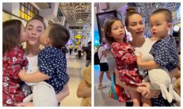 Cặp sinh đôi ra tận sân bay đón Hà Hồ giữa đêm muộn, Lisa nói một câu mát lòng mát dạ