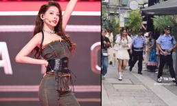 Chi Pu được dàn vệ sĩ hùng hậu tháp tùng khi xuất hiện trên phố Trung Quốc