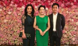 Lưu Gia Linh và Lâm Thanh Hà chung khung hình, một người mặc lộng lẫy với vẻ ngoài nền nã, người còn lại xinh đẹp điềm đạm