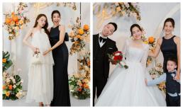 Hoàng Oanh làm MC trong đám cưới em gái, Nhã Phương bế bụng bầu đi dự vẫn xinh ngất ngây