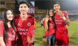 Doãn Hải My xuống sân chia vui cùng Đoàn Văn Hậu trong ngày bạn trai vô địch V-League 2023