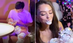 Vợ Tây của Bùi Tiến Dũng quẩy tưng bừng cùng bạn bè, trong khi chàng thủ môn cặm cụi cho con bú bình 