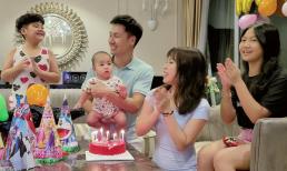 Mạnh Trường đón sinh nhật ấm cúng bên vợ con, biểu cảm cậu út gây thích thú 