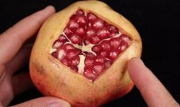 Trên quả lựu có một “cơ quan nhỏ”, dùng thìa gõ nhẹ là hạt dào dào rơi ra đĩa trong 1 phút