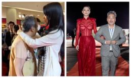 Bùi Lan Hương diện áo dài đôi lại còn ân cần chỉnh đồ cho đạo diễn Nguyễn Quang Dũng 