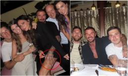 David Beckham không thể rời tay khỏi đùi Victoria, vợ chồng con cả Brooklyn và danh thủ Messi cũng xuất hiện trong bữa tối vui vẻ 