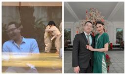 Lan Khuê cười khúc khích khi nhìn phản ứng của ông xã chứng kiến con trai đấu võ với bạn nữ