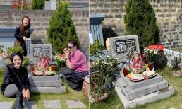 Diễn viên Kim Oanh và Trang Trần đến thăm mộ nghệ sĩ Anh Tú