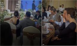 Phương Oanh - Shark Bình lọt ống kính 'team qua đường' khi đi ăn cỗ cưới, nam doanh nhân có hành động cực tình cảm với vợ bầu