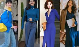 Vào mùa đông, không chỉ có đen, trắng và xám mà 'xanh sapphire' là cao cấp và trắng da, khi mặc vào trông rất đẹp!