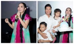 'O Sen' Ngọc Mai khoe nhan sắc sau khi đã tháo niềng răng, Quốc Nghiệp đưa hai con đến chúc mừng vợ