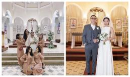 Tóc Tiên hiếm hoi khoe ảnh làm lễ cưới trong nhà thờ với Touliver, biểu cảm của cô và ông xã gây chú ý