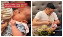 Cao Thái Sơn khoe cận mặt con trai, dỗ bé bú cực điêu luyện