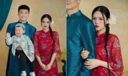 Trung vệ Thành Chung tung bộ ảnh Tết bên vợ con, nhan sắc hot girl Tuyên Quang được trầm trồ không ngớt