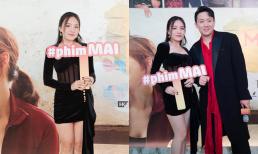 Nhật Thủy mặc gợi cảm, đến chúc mừng Trấn Thành ra mắt phim 'Mai' tại Hà Nội