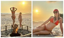 Hà Anh diện bikini nóng bỏng, khoe bụng bầu ở tuần thứ 24 khi mang thai lần 2