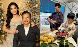 Cận Tết, Shark Hưng gói bánh chưng, vợ Á hậu nói một câu hé lộ truyền thống gia đình