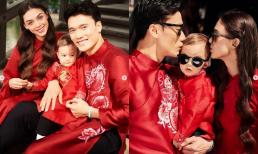 Lần đầu tiên gia đình Bùi Tiến Dũng diện áo dài đón Tết: Vợ Tây xinh nức nở, quý tử chiếm spotlight 