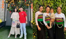 Chu Thanh Huyền được Quang Hải đưa về ngoại; vợ Bùi Tiến Dũng mặc trang phục truyền thống quê chồng