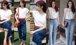 Vào mùa hè, bạn nên mặc quần jean ống đứng kết hợp với áo phông, trông sẽ cao cấp ngay lập tức