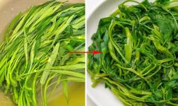 Luộc rau muống đừng vội vớt ra ngay, thêm thứ gia vị có sẵn trong bếp, rau xanh mướt, căng bóng, không bị chát