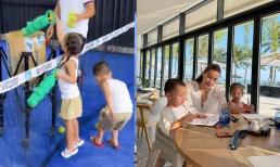 Dù tập cho con sống giản dị, Hà Hồ lại đầu tư bài bản cho cặp sinh đôi một môn thể thao sang chảnh