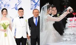 Cập nhật đám cưới Quang Hải và Chu Thanh Huyền: Chú rể nắm chặt tay vợ không rời, cô dâu diện váy cưới 150 triệu