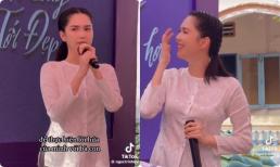 Ngọc Trinh kín đáo với áo bà ba, bật khóc khi nhắc điều này