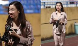 Hoa hậu Đỗ Mỹ Linh bị trừ điểm vì diện trang phục luộm thuộm như đồ ngủ ra sân vận động
