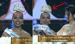 Độc lạ Miss Universe Philippines 2024: Tân Hoa hậu đội vương miện chênh vênh như sắp rơi khỏi đầu