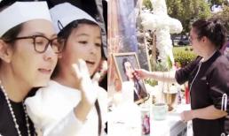 Lễ an táng Đức Tiến: Vợ Hoa hậu khóc nức nở, con gái ngây thơ vẫy tay chào ba lần cuối