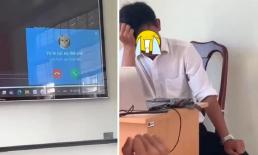 Điện thoại vợ gọi hiện lên màn hình máy chiếu lúc đang dạy học, thầy giáo có phản ứng khiến dân mạng bàn luận sôi nổi