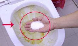 Rắc một nắm vào bồn cầu, vết ố vàng dù bẩn hay dày đến đâu cũng sẽ sạch chỉ với một chiếc cọ