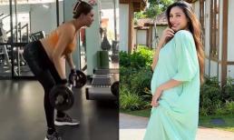 Đang bụng bầu vượt mặt và sắp sinh con, Võ Hoàng Yến vẫn tích cực tập gym với cường độ cao