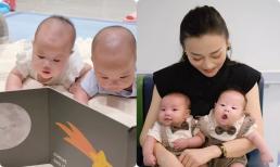 Shark Bình khoe ảnh cặp song sinh chăm chú đọc sách, Phương Oanh bình luận hài hước
