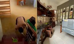 Mẹo dọn nhà bằng cách tận dụng nước lũ của một cặp vợ chồng Tuyên Quang 