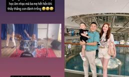 Con trai Bảo Thy thừa hưởng tố chất nghệ sĩ từ mẹ, nhỏ tuổi nhưng đã chơi trống cực điêu luyện