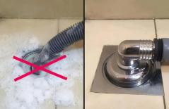 Đừng bao giờ nhét ống thoát nước của máy giặt vào ống thoát sàn. Thật thông minh khi làm theo những gì thợ bảo!