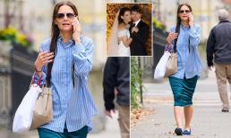 Katie Holmes xuất hiện với mái tóc ướt và trang phục khác thường sau lễ kỷ niệm 18 năm ngày cưới với chồng cũ Tom Cruise