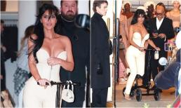 Kim Kardashian khoe ngực khủng, chân gãy phải tự đẩy xe lăn nhưng vẫn đi giày cao gót