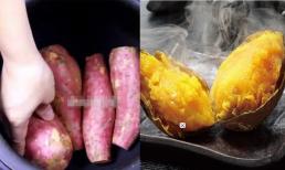 Nướng khoai lang bằng nồi cơm điện, không cần nước, khoai chín mềm, ngọt thơm, ai cũng phải mê