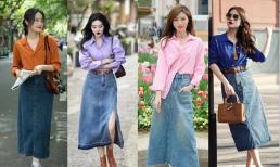 'Sơ mi + váy denim' mùa xuân, nửa gọn gàng nửa dịu dàng, thời trang và thon gọn, nhìn là mê