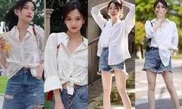 Nên mặc một chiếc áo sơ mi trắng nguyên bản với quần jean hoặc váy denim! Khi đi chơi, vừa đơn giản vừa thời trang