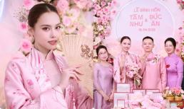 Á hậu Vbiz đeo vàng trĩu cổ trong lễ ăn hỏi bí mật