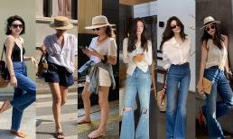 Trang phục 'jean' mùa hè được ưa chuộng, vừa thời trang vừa tươi mát, khoe đôi chân dài miên man, chỉ cần sao chép trực tiếp