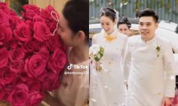 Hương Liên đúng chuẩn 'vợ đảm dâu hiền' hậu đám hỏi với chồng thiếu gia, còn được nửa kia tặng hoa hồng đầy lãng mạn