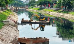 Chưa đầy 1 tháng nữa sẽ hoàn thành nạo vét lòng sông Tô Lịch để lấy nước từ sông Hồng